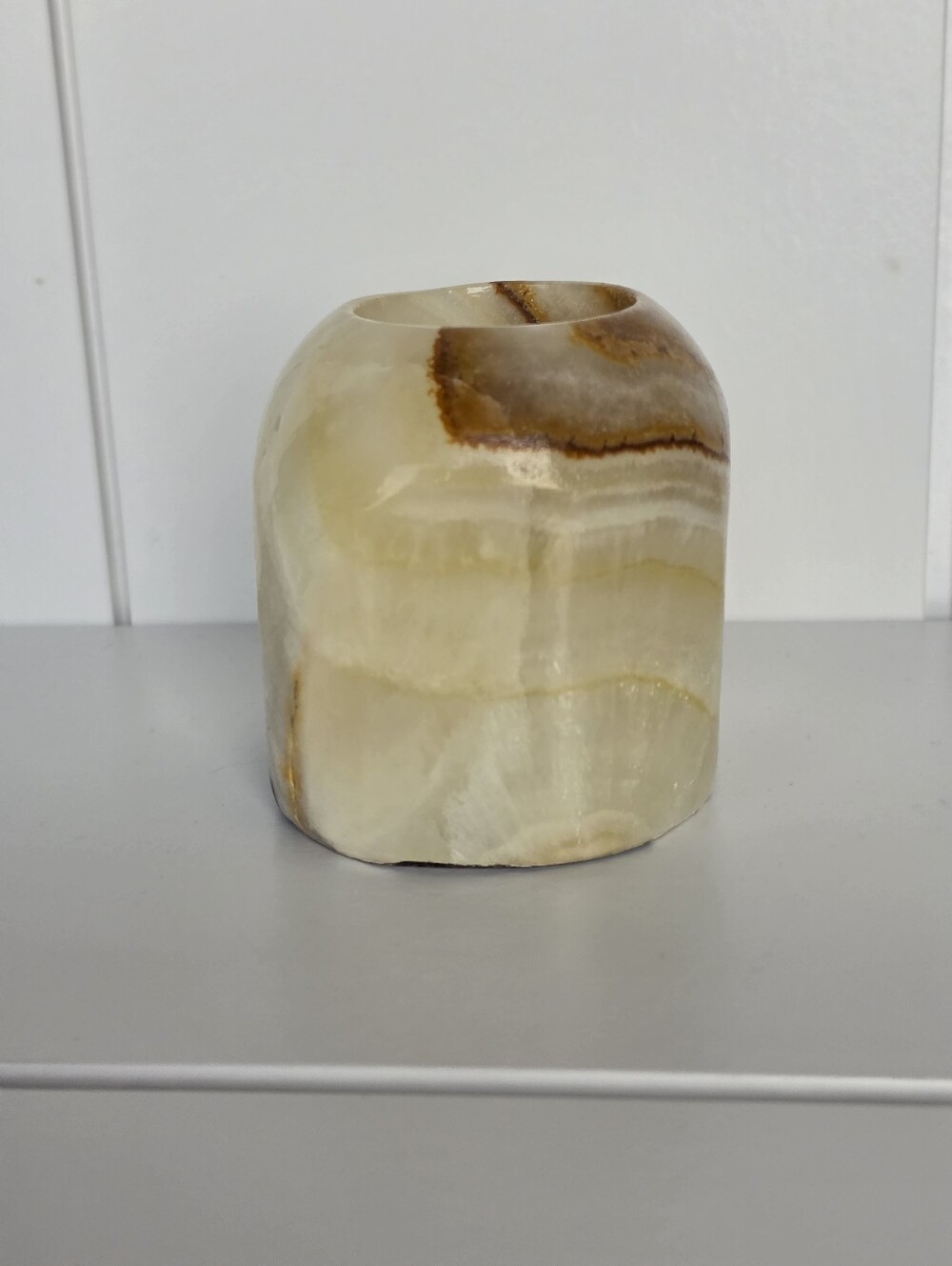 CRYSTAL CANDLE HOLDER | Natural Earth Crystal Carved Candle Holder Onyx Freeform - Picture 2 of 6